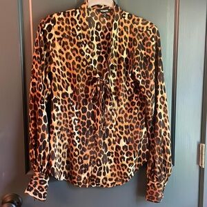 EXPRESS Women’s Long Sleeve Leopard Print Blouse.